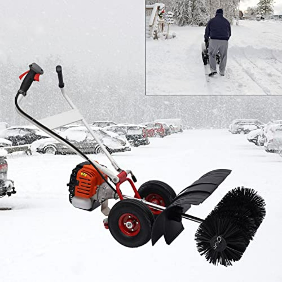 Outdoor Power Broom - Gas Powered Push Lawn Sweeper Broom