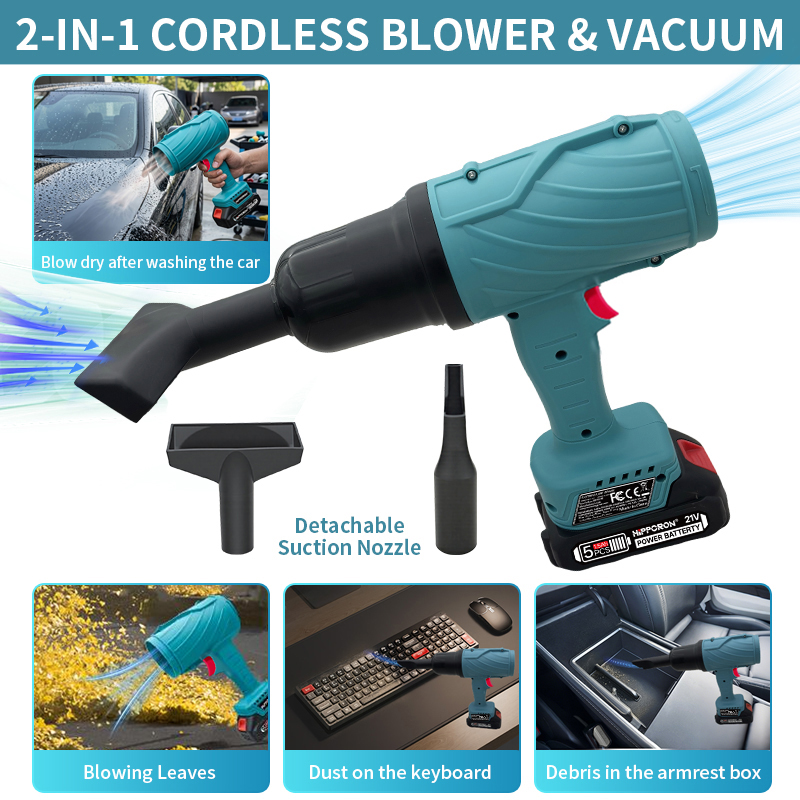 Leaf Blower Cordless - HIPPCRON Brushless Cordless Leaf Blower, High-Power
