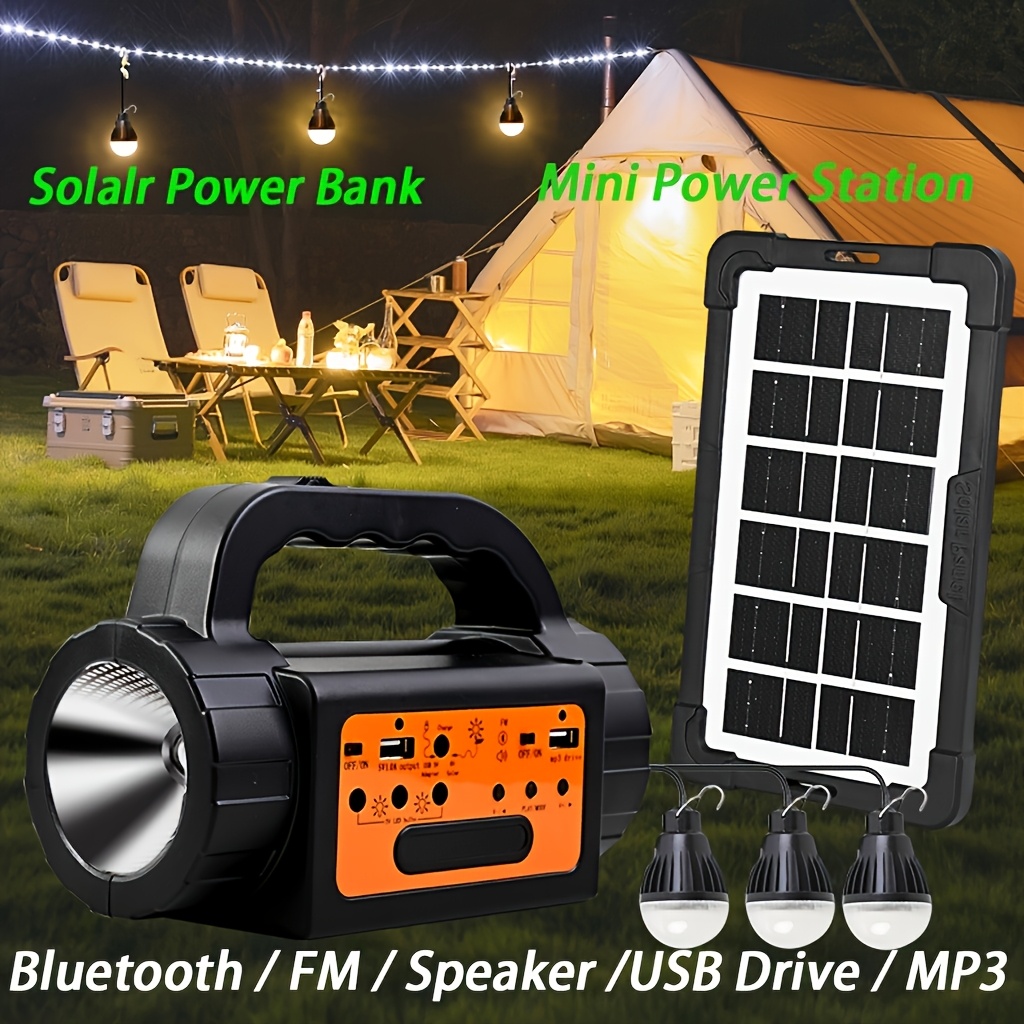 Outdoor Power Bank - Solar Rechargeable Camping Lights Outdoor, Powered