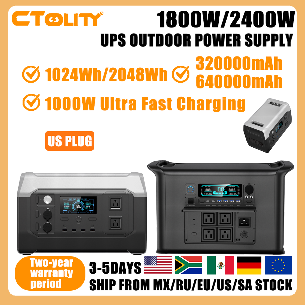 Ups Power Supply Outdoor - CTOLITY XP1000/AP2000 Black 1800W/2400W 1024Wh/2048Wh Portable