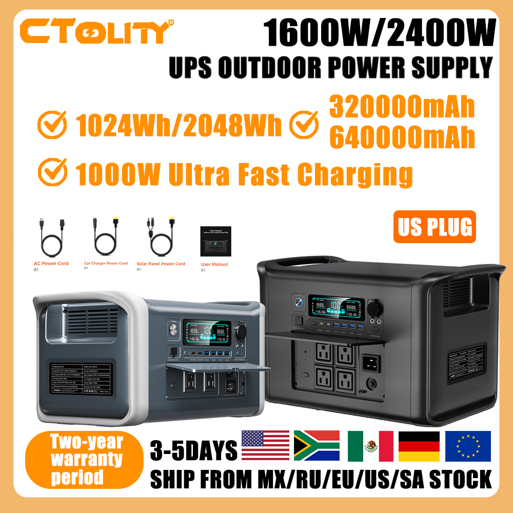 Ups Power Supply Outdoor - CTOLITY AP1000/AP2000 1600W/2400W 1024Wh/2048Wh Portable Power