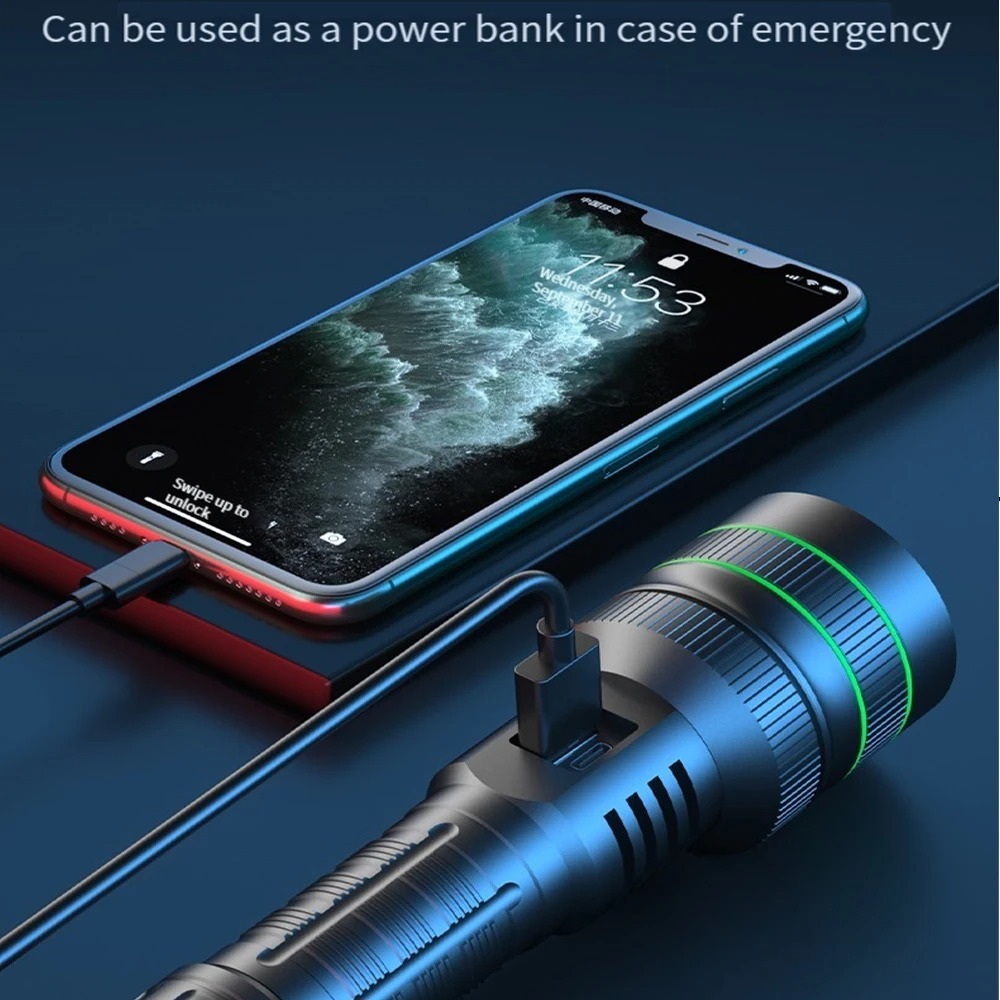Powerful LED Flashlight Zoomab - Outdoor Power Bank recensione e prezzo